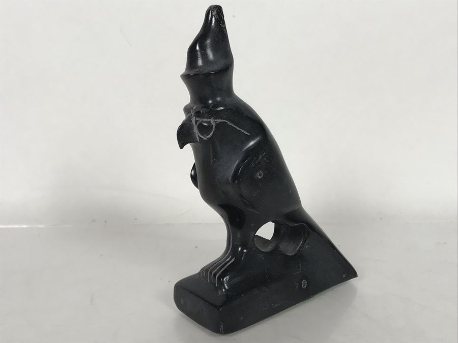 Vintage Carved Stone Egyptian Falcon Bird Sculpture Of God Horus 3.5'W X 1.5'D X 5.5'H [Photo 1]