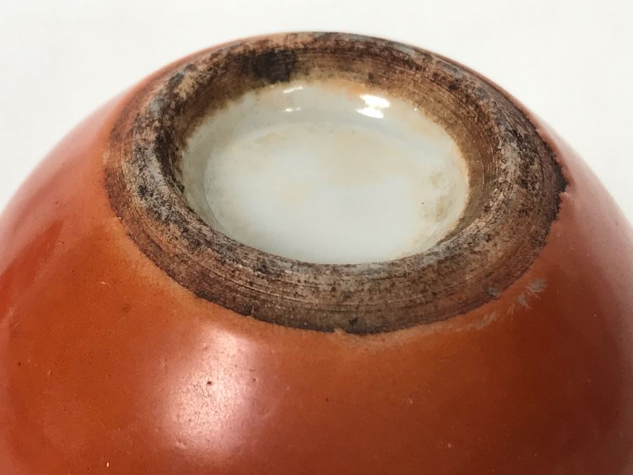 Small Old Asian Porcelain Pottery 2'H With Wooden Stand [Photo 7]