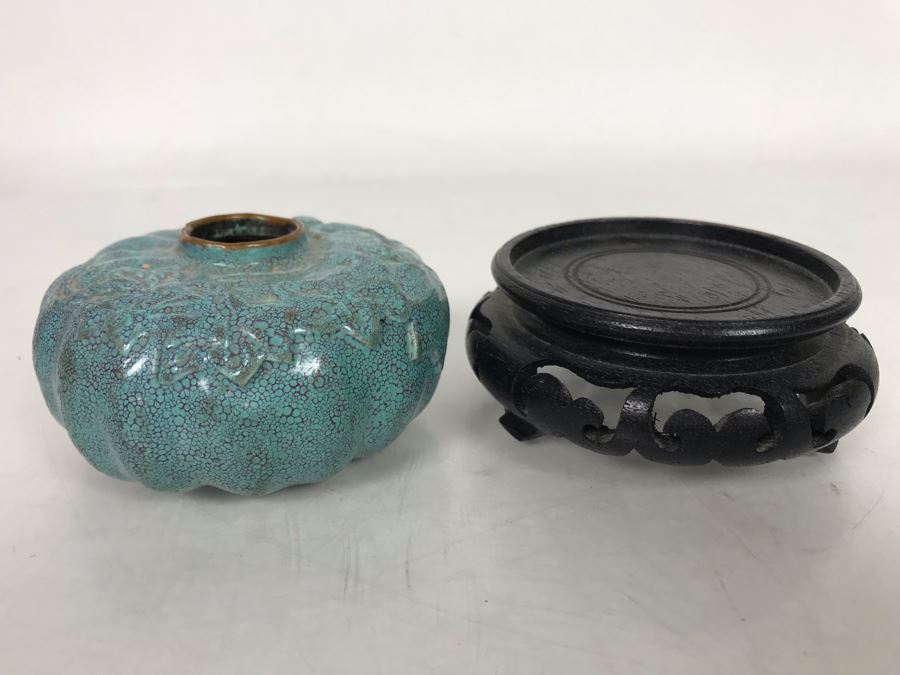 Small Vintage Porcelain Pottery 1.5'H X 2.5'W (Slight Chip In Rim) With Stand [Photo 11]