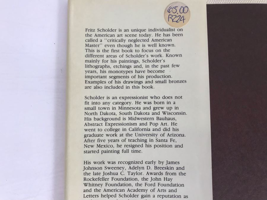 Hand Signed Fritz Scholder First Edition Artist Book Personalized To Jean Klafs 10'W X 11.5'H [Photo 4]