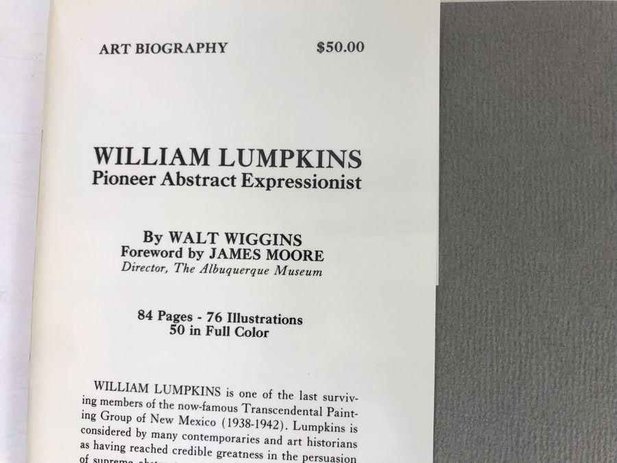 First Edition Artist Book William Lumpkins Pioner Abstract Expressionist By Walt Wiggins [Photo 3]