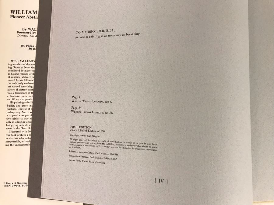 First Edition Artist Book William Lumpkins Pioner Abstract Expressionist By Walt Wiggins [Photo 6]