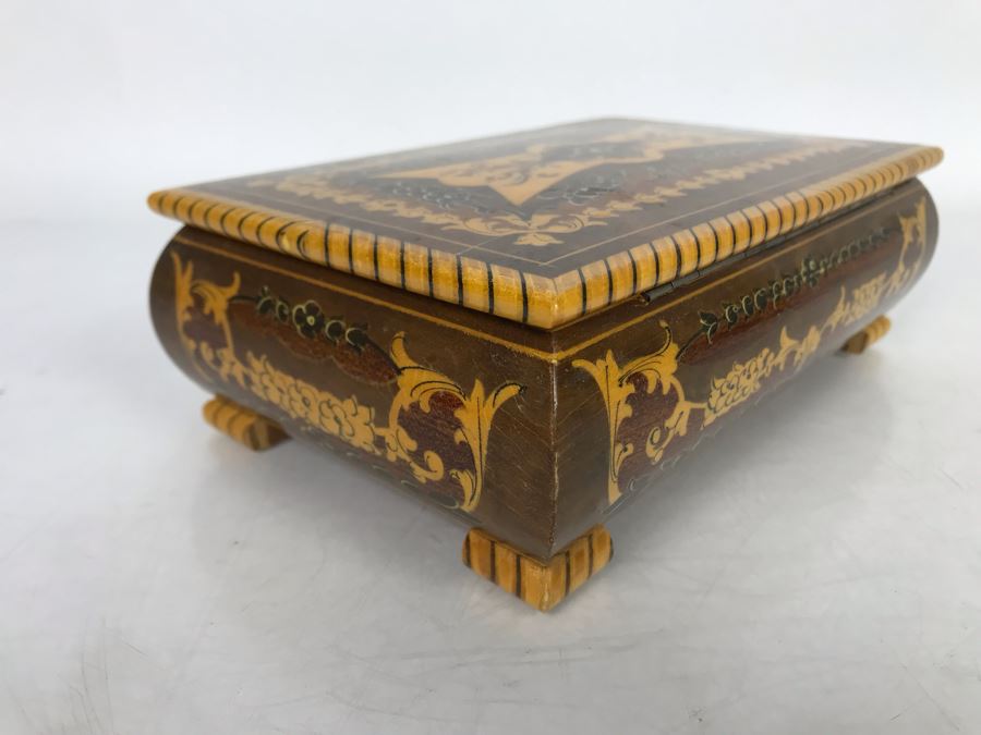 Inlaid Wooden Musical Jewelry Box 8W X 5D X 2.5H [Photo 8]