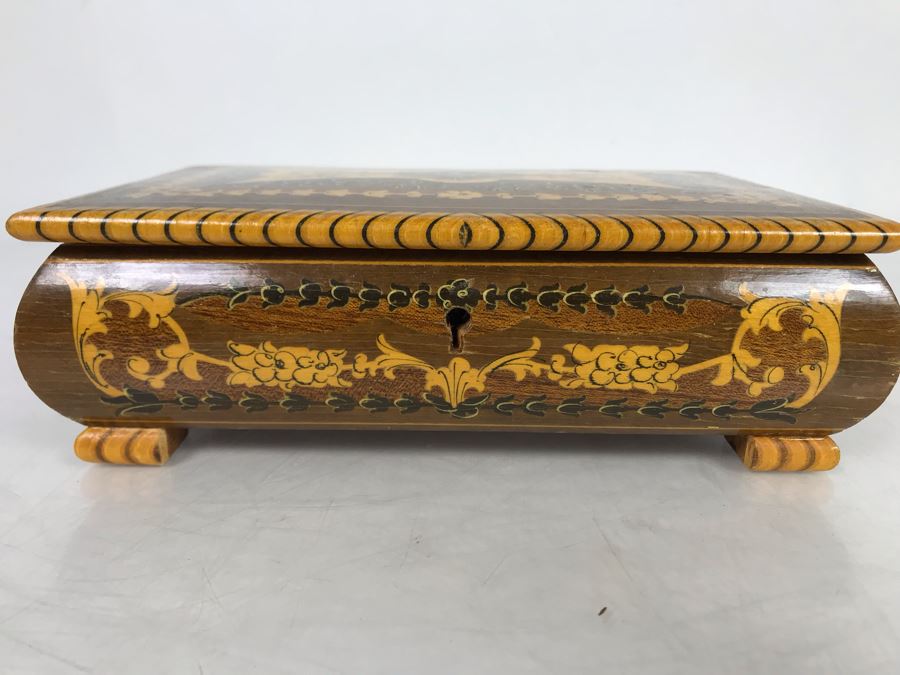 Inlaid Wooden Musical Jewelry Box 8W X 5D X 2.5H [Photo 2]