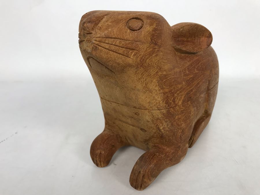 Carved Wooden Figural Rabbit Box 8W X 4D X 5.5H [Photo 4]