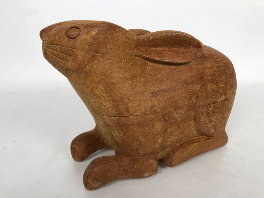 Carved Wooden Figural Rabbit Box 8W X 4D X 5.5H [Photo 1]