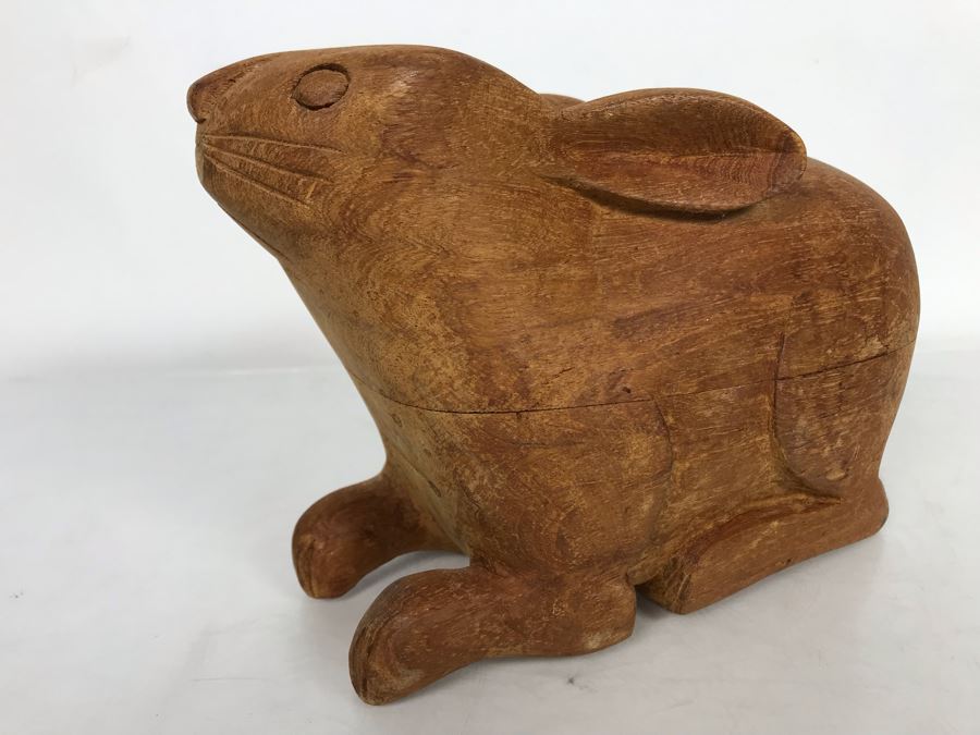 Carved Wooden Figural Rabbit Box 8W X 4D X 5.5H [Photo 2]