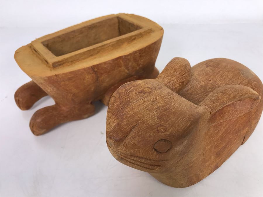 Carved Wooden Figural Rabbit Box 8W X 4D X 5.5H [Photo 12]