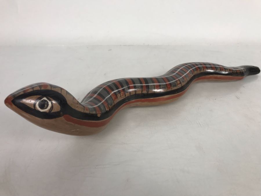Hand Painted Mexican Pottery Snake 14L [Photo 3]