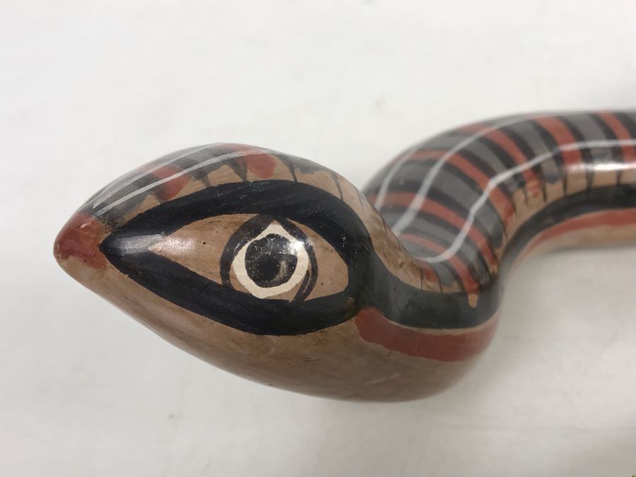 Hand Painted Mexican Pottery Snake 14L [Photo 4]