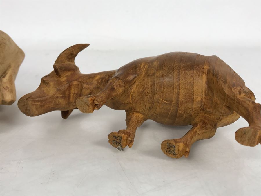 Collection Of African Animals (3 Carved Wooden Animals And One Metal Big Horn Sheep Sculpture) [Photo 13]