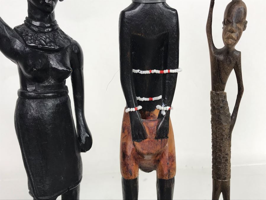 Collection Of African Wooden And Stone Sculptures Including African Fertility Figure Doll [Photo 10]