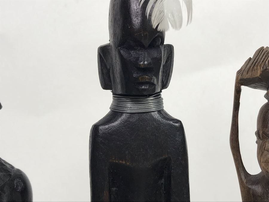 Collection Of African Wooden And Stone Sculptures Including African Fertility Figure Doll [Photo 12]