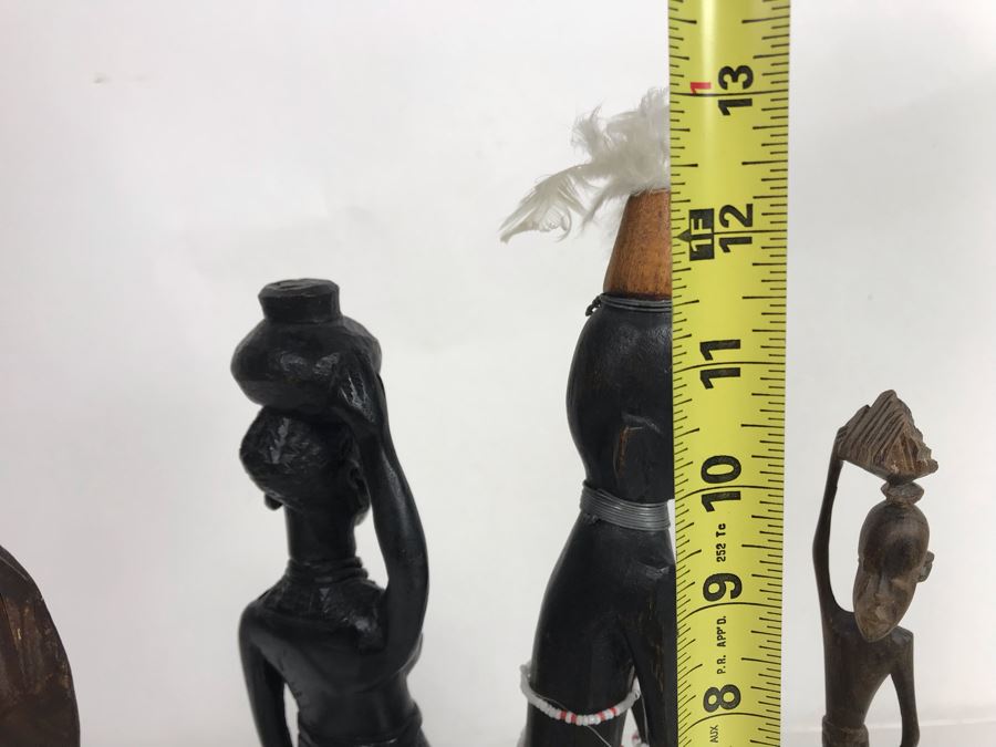 Collection Of African Wooden And Stone Sculptures Including African Fertility Figure Doll [Photo 26]