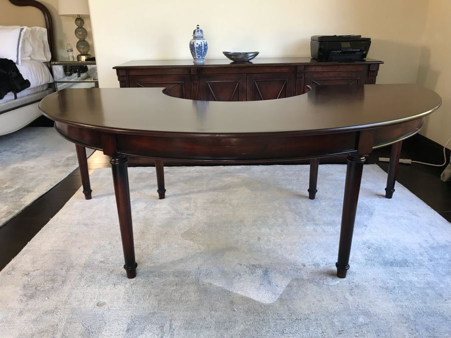 Custom Wooden Demilune Desk 90W X 48D X 30H (Retails $2,500) [Photo 2]