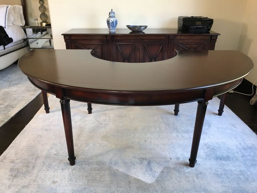 Custom Wooden Demilune Desk 90W X 48D X 30H (Retails $2,500) [Photo 3]