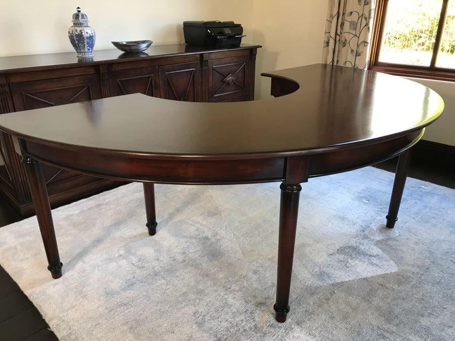 Custom Wooden Demilune Desk 90W X 48D X 30H (Retails $2,500) [Photo 6]