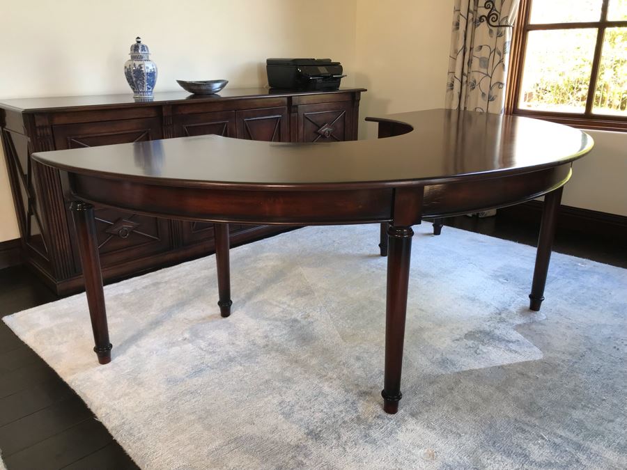 Custom Wooden Demilune Desk 90W X 48D X 30H (Retails $2,500) [Photo 4]
