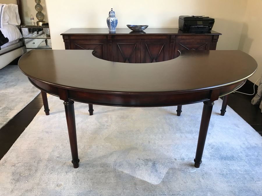 Custom Wooden Demilune Desk 90W X 48D X 30H (Retails $2,500)