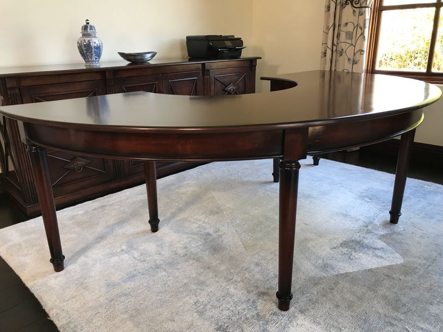 Custom Wooden Demilune Desk 90W X 48D X 30H (Retails $2,500) [Photo 5]