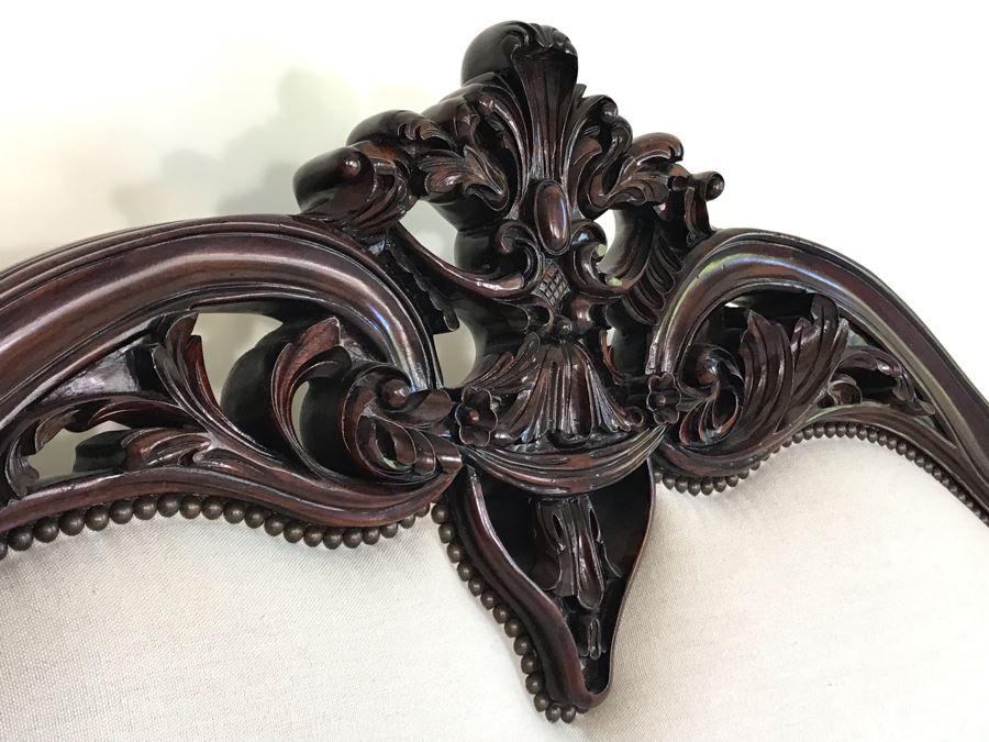 Stunning Marchand Upholstered Mahogany Carved Bed From Frontgate (Sold Out) - Does Not Include Mattress Or Boxspring (Retails $6,000) [Photo 6]