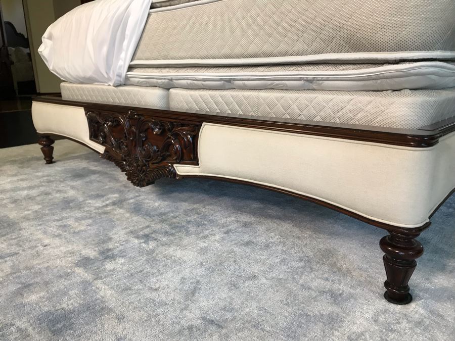 Stunning Marchand Upholstered Mahogany Carved Bed From Frontgate (Sold Out) - Does Not Include Mattress Or Boxspring (Retails $6,000) [Photo 10]