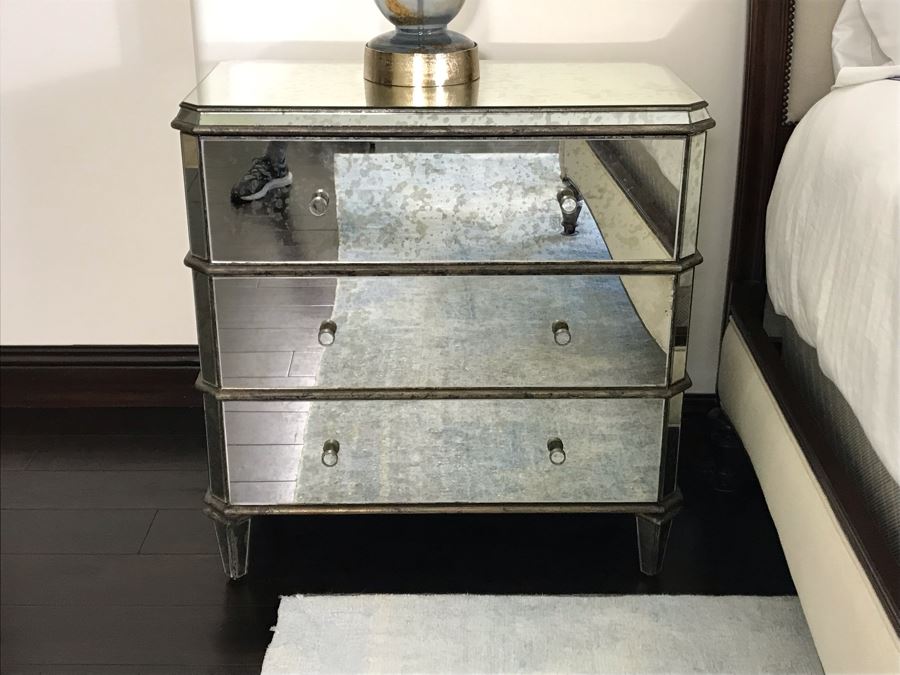 Pair Of Mirrored Nightstands By Currey & Company (Retails $3,400) [Photo 10]