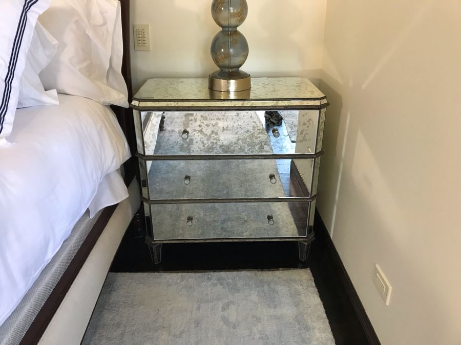 Pair Of Mirrored Nightstands By Currey & Company (Retails $3,400) [Photo 3]