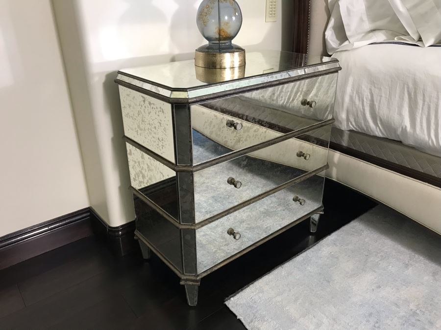 Pair Of Mirrored Nightstands By Currey & Company (Retails $3,400) [Photo 12]