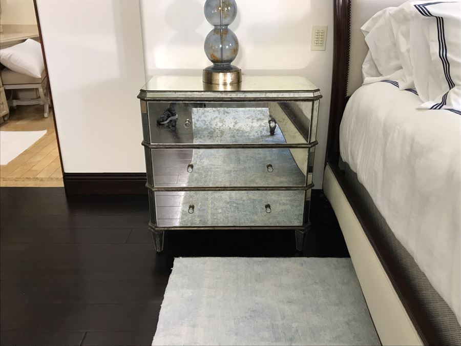 Pair Of Mirrored Nightstands By Currey & Company (Retails $3,400) [Photo 9]