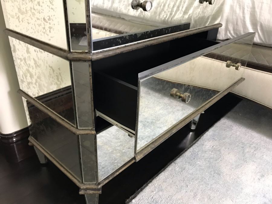 Pair Of Mirrored Nightstands By Currey & Company (Retails $3,400) [Photo 13]