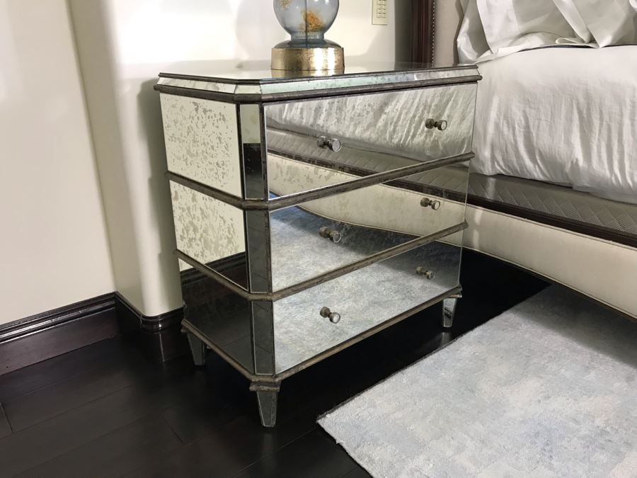 Pair Of Mirrored Nightstands By Currey & Company (Retails $3,400) [Photo 11]