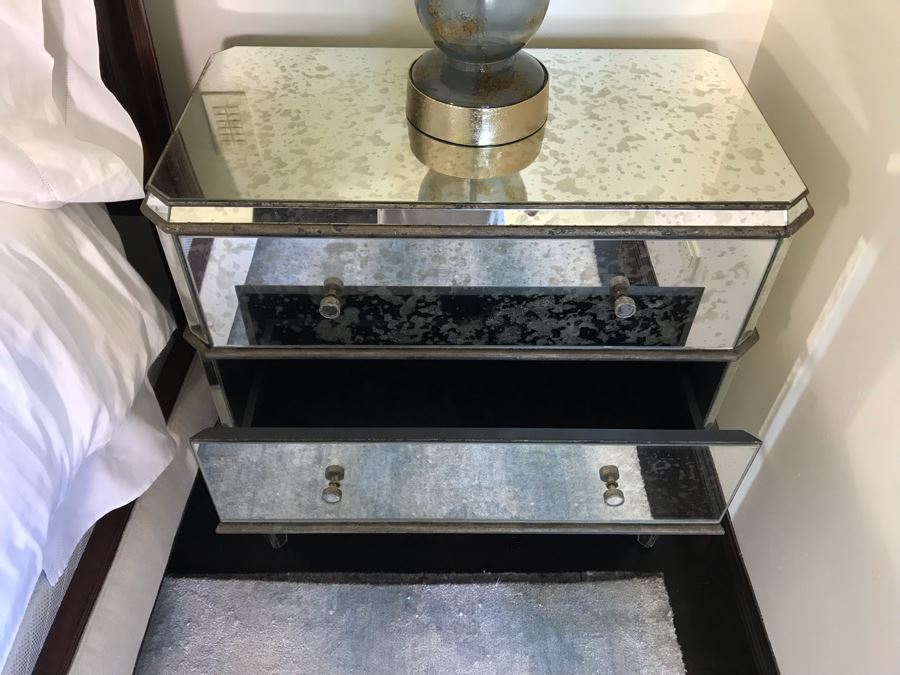 Pair Of Mirrored Nightstands By Currey & Company (Retails $3,400) [Photo 6]