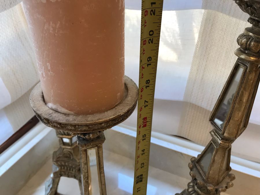 Set Of Three Mirrored Candle Holders 25H, 22H, 18H [Photo 11]