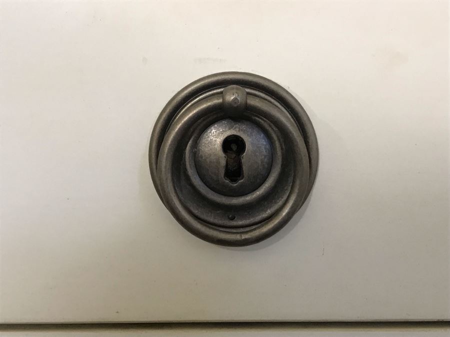 Pair Of Restoration Hardware White Nightstands - Maison Open Nightstand And Lockable 3-Drawer Nightstand With Key 32W X 19D X 28H (Retails $2,000) [Photo 10]