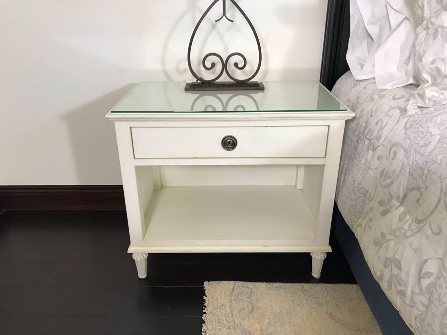 Pair Of Restoration Hardware White Nightstands Maison Open Nightstand