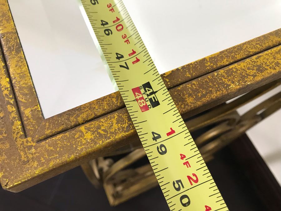 Gold Tone Metal Console Table With Mirrored Top - Collapsible 49W X 16.5D X 30.5H [Photo 11]