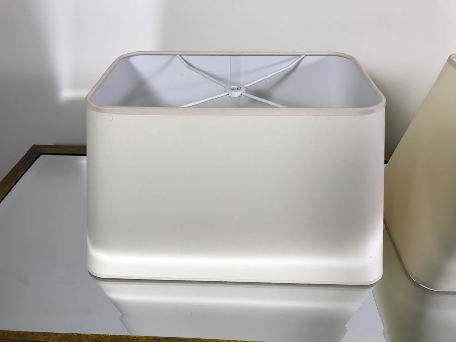 Pair Of Lamp Shades (Mirror Is Refelecting Light On Shades) 16W X 9D X 9H [Photo 2]