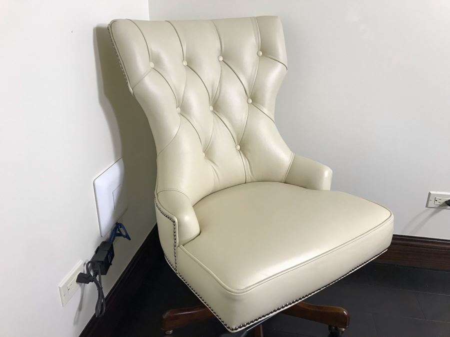 Hooker Furniture Tufted Leather Office Chair With Brass Nailhead Trim ...