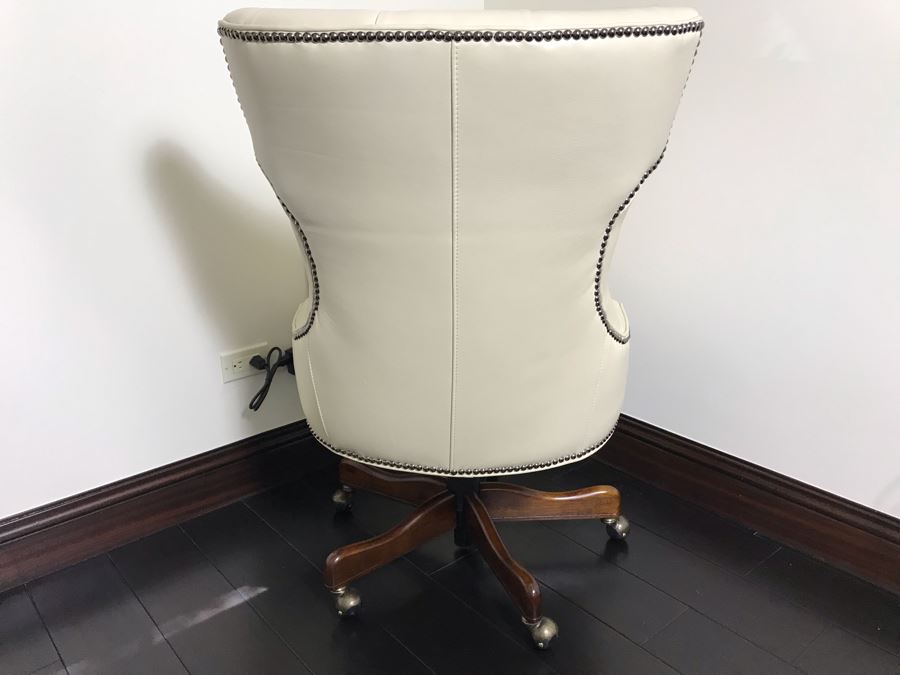 Hooker Furniture Tufted Leather Office Chair With Brass Nailhead Trim Retails $900 [Photo 7]