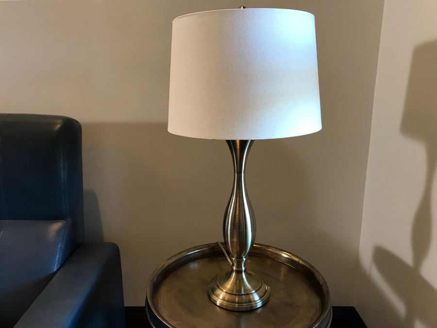 Silver Tone Metal Table Lamp 29H [Photo 2]