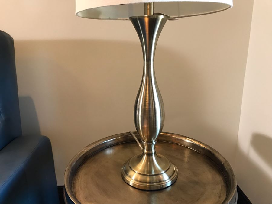 Silver Tone Metal Table Lamp 29H [Photo 4]