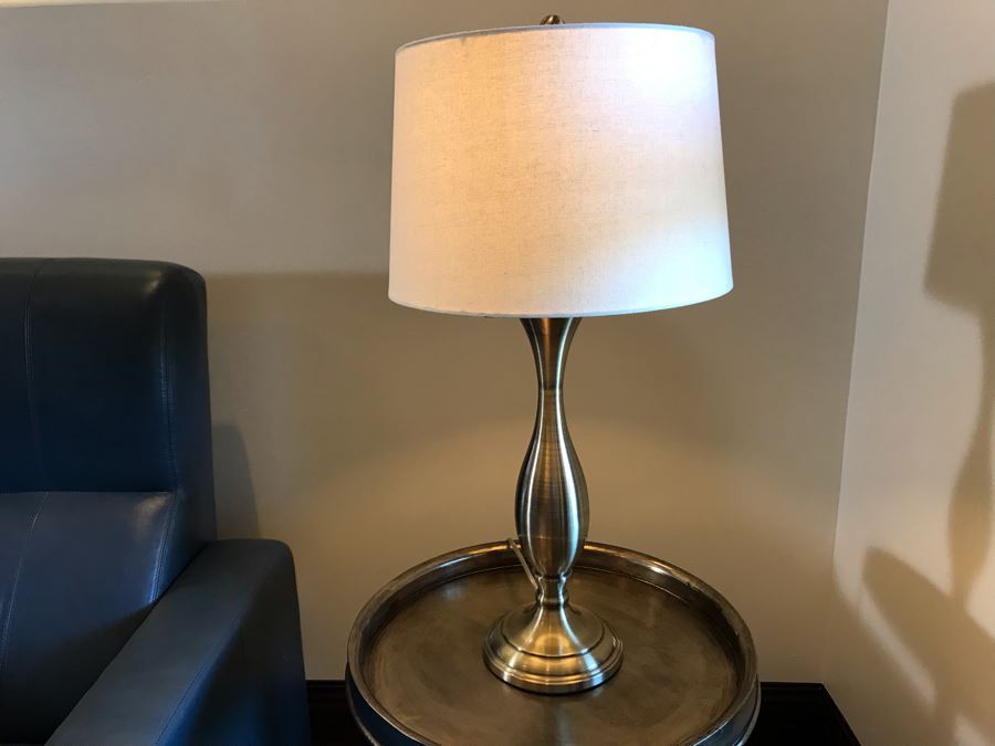 Silver Tone Metal Table Lamp 29H [Photo 5]