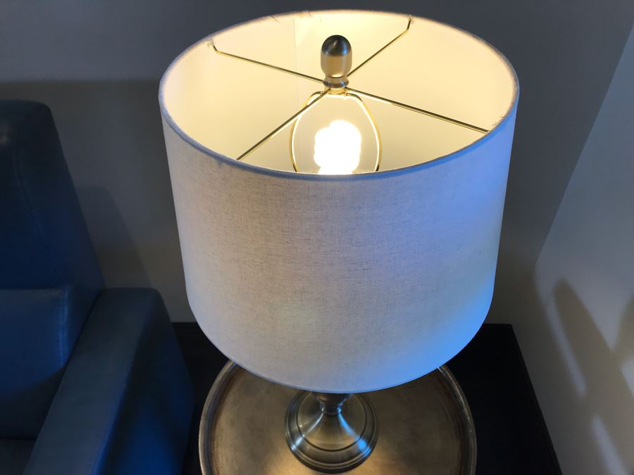 Silver Tone Metal Table Lamp 29H [Photo 6]