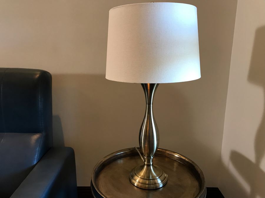 Silver Tone Metal Table Lamp 29H [Photo 3]