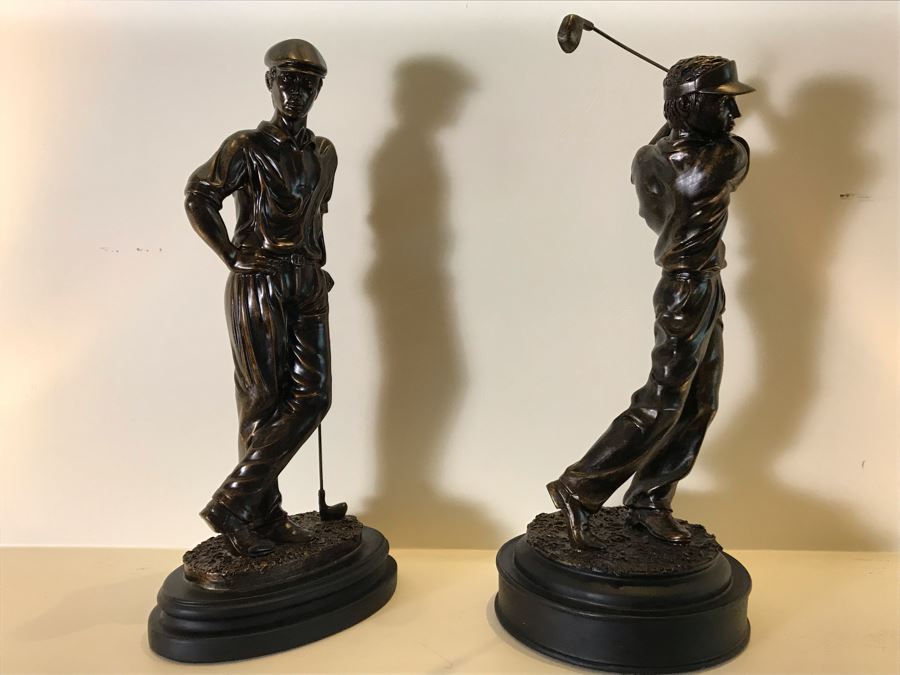 Pair Of Resin Golfer Sculptures 16H [Photo 5]