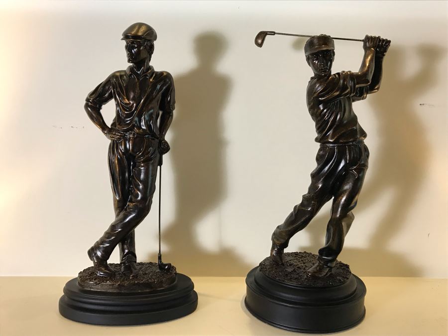 Pair Of Resin Golfer Sculptures 16H [Photo 2]