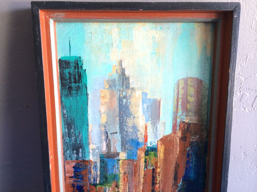 Original Acrylic Painting - P. Shostak - Syracuse Looking North 1971 [Photo 4]