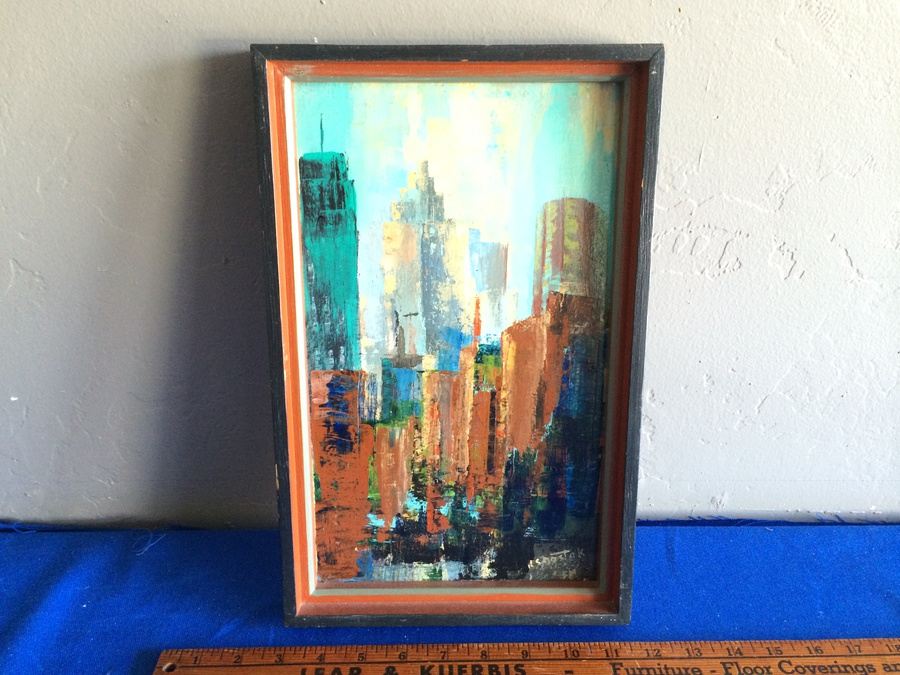 Original Acrylic Painting - P. Shostak - Syracuse Looking North 1971 [Photo 2]