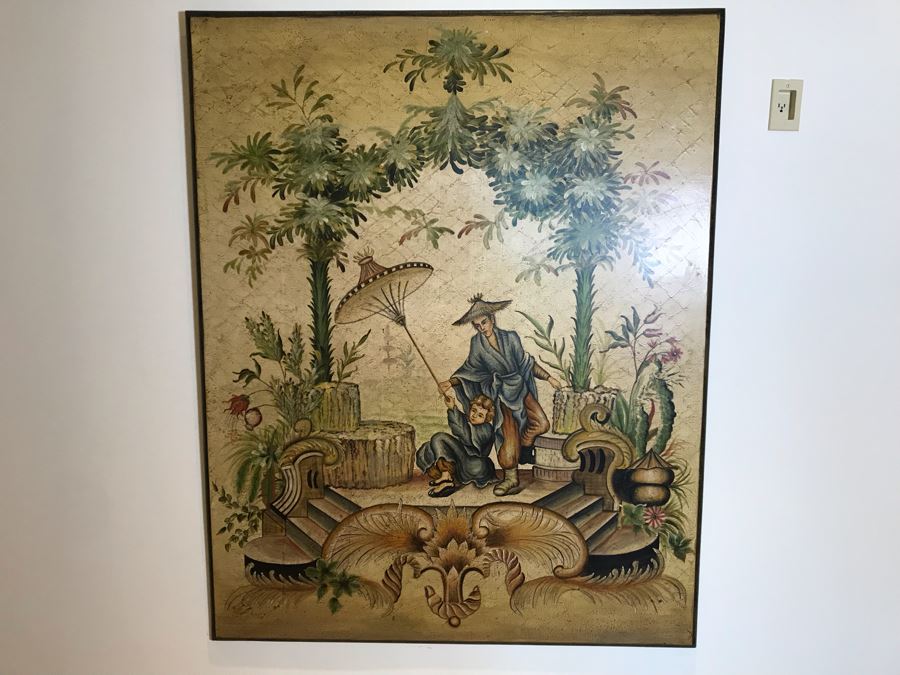 Large Asian Painting Print On Board 48W X 60H [Photo 3]